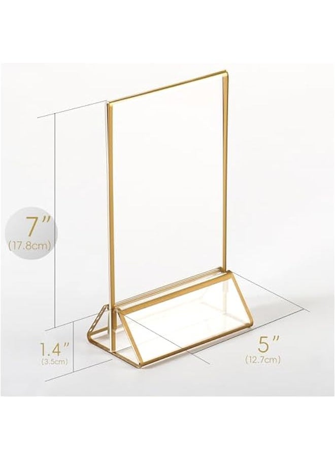 Generic Acrylic Gold Sign Holder, 5x7 Wedding Table Numbers Picture Frames, Double Sided Menu Holders Picture Frames for Restaurants, Home, Photo Frames, Store  - Image 2