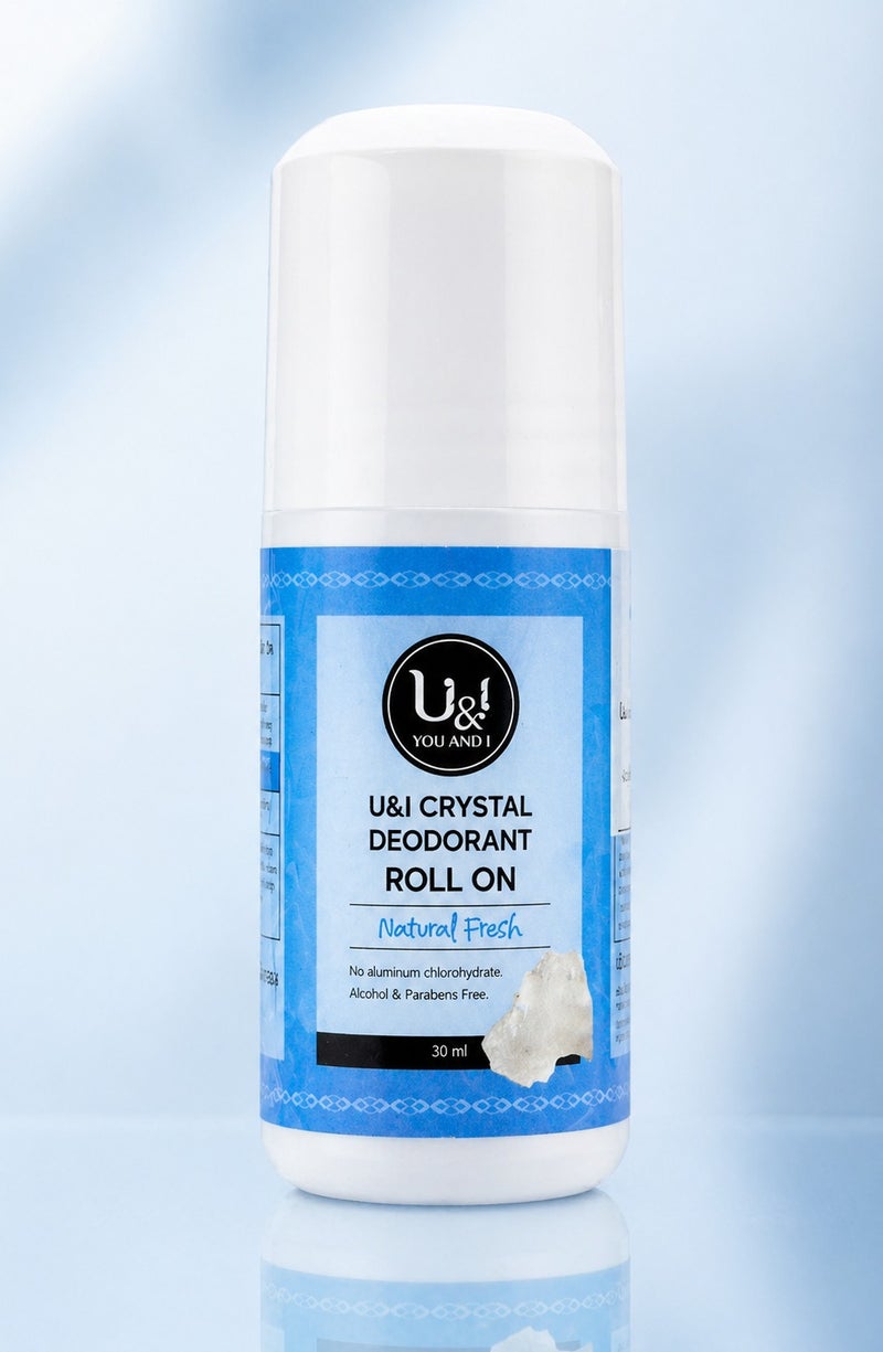 U&i Crystal Deodorant Roll On 30ml – Natural Fresh Roll-On Deodorant for Men & Women – Aluminum Free, Alcohol Free & Paraben Free Long Lasting Odor Protection - Image 1