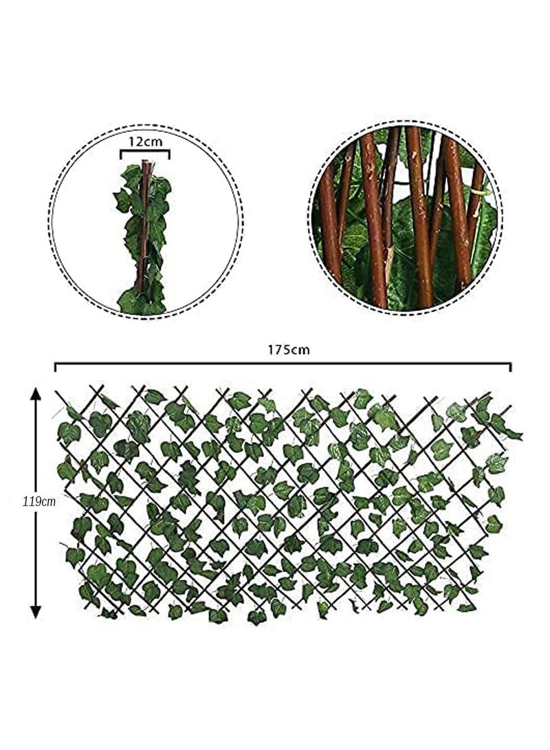FFD Pack of 4 Wooden Fence with Artificial Green Leafe 175x119x12 - Image 5