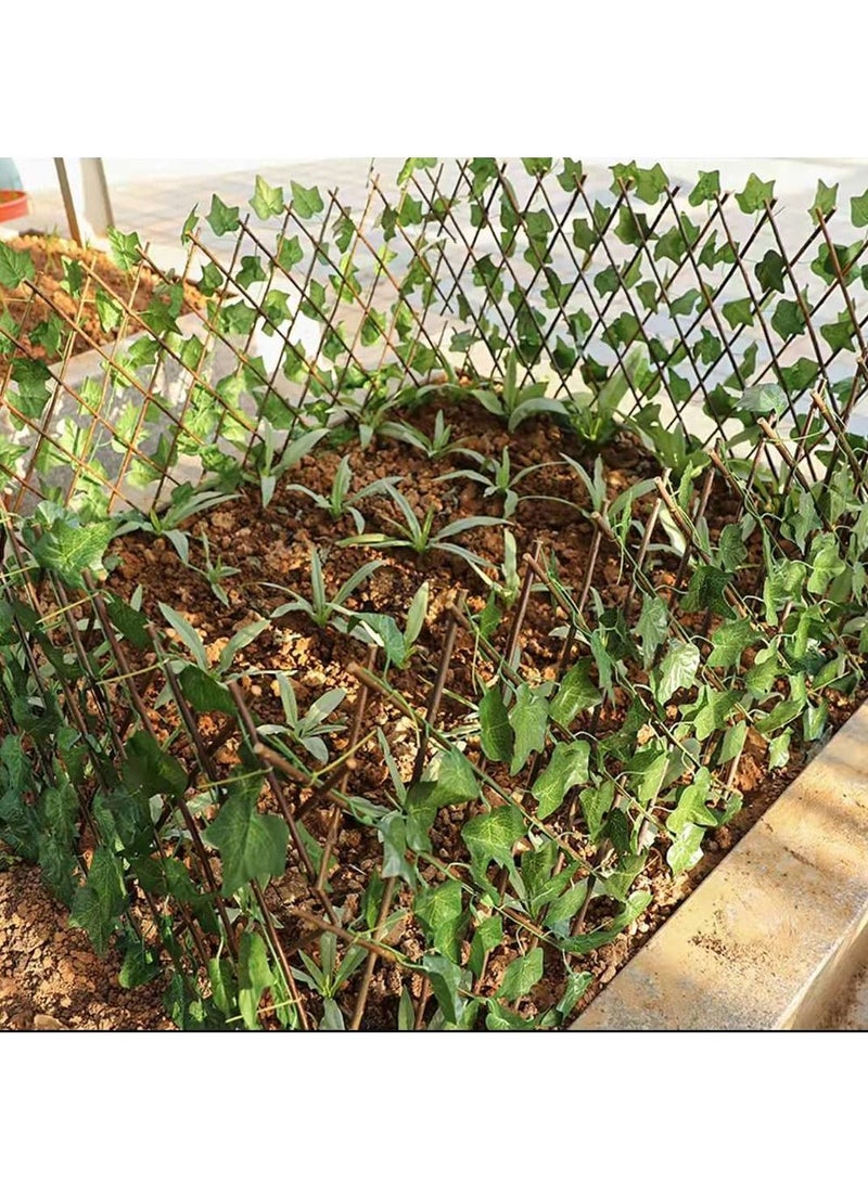 FFD Pack of 4 Wooden Fence with Artificial Green Leafe 175x119x12 - Image 4