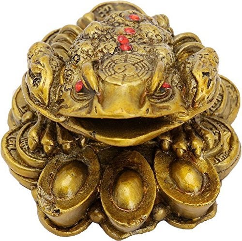 RIPE INDIA Ripe India Money Feng Shui Money Frog Legged Toad Hold Two Ignots On A Pile of Money for Wealth Luck Legged Money Frog - Image 4