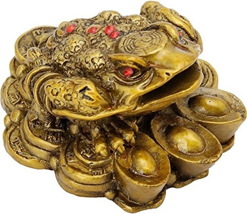 RIPE INDIA Ripe India Money Feng Shui Money Frog Legged Toad Hold Two Ignots On A Pile of Money for Wealth Luck Legged Money Frog - Image 3