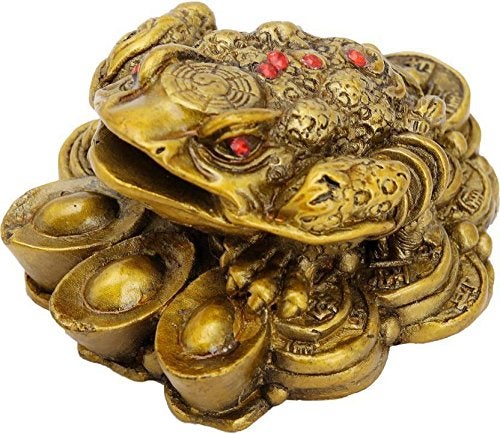 RIPE INDIA Ripe India Money Feng Shui Money Frog Legged Toad Hold Two Ignots On A Pile of Money for Wealth Luck Legged Money Frog - Image 2