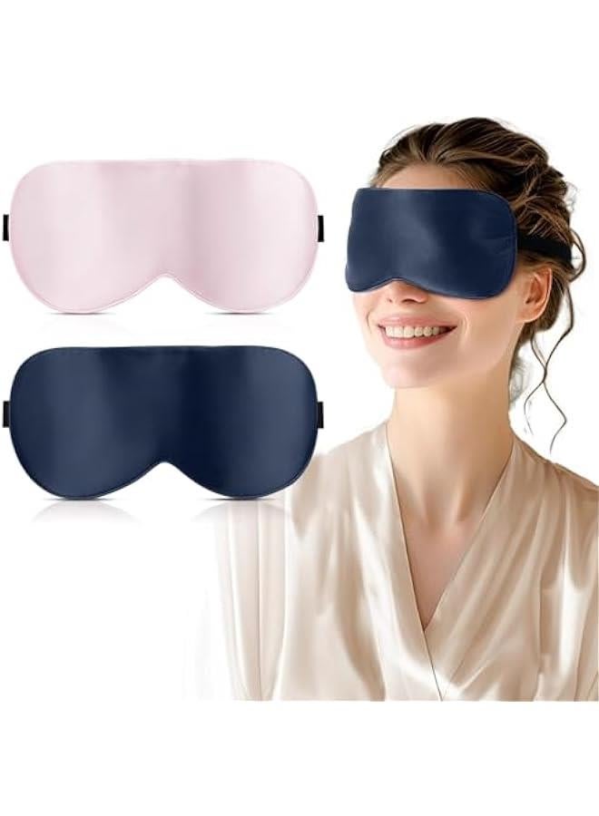HOOKOR Double - Sided Silk Sleep Mask, 2 Pack Eye Mask With Adjustable Strap, Soft Material For Good Sleep,Blocks Light (12-05)  - Image 1