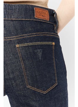 GUESS Women Regular Fit Washed Stretchable Denim Jeans, Navy  - Image 3