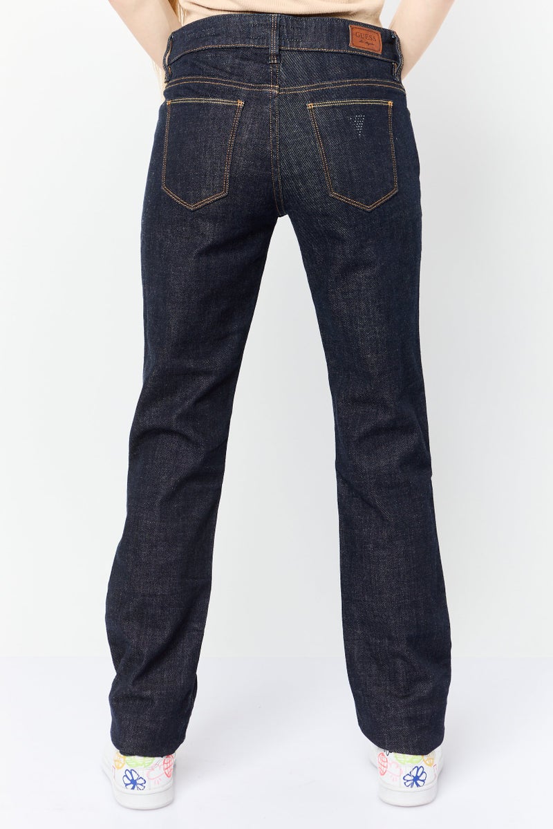 GUESS Women Regular Fit Washed Stretchable Denim Jeans, Navy - Image 4