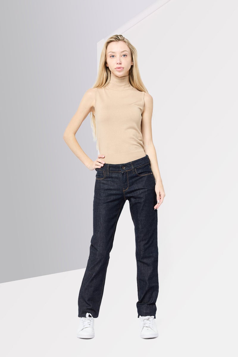 GUESS Women Regular Fit Washed Stretchable Denim Jeans, Navy - Image 2