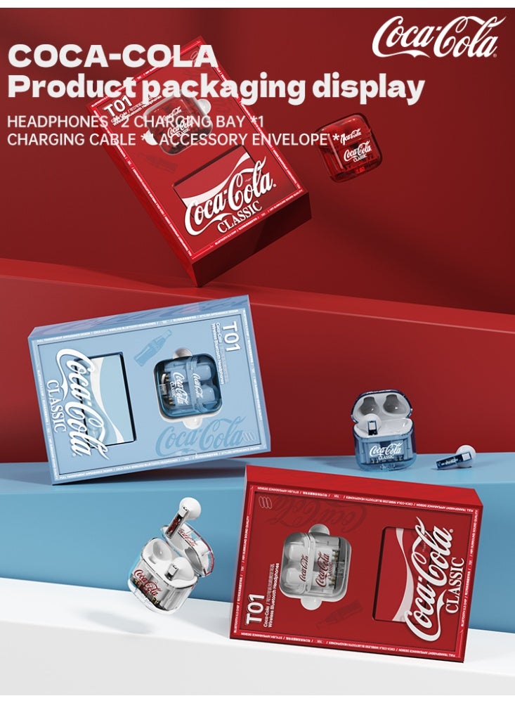 Coca-Cola T01 In-Ear Earphones Wireless Earbuds – Bluetooth 5.3, Touch Control, CD-level sound, 20H Battery Life, Magnetic Charging Case, Lightweight Design,Transparent appearance,RED - Image 4