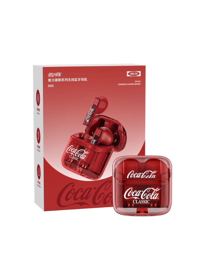 Coca-Cola T01 In-Ear Earphones Wireless Earbuds – Bluetooth 5.3, Touch Control, CD-level sound, 20H Battery Life, Magnetic Charging Case, Lightweight Design,Transparent appearance,RED - Image 3