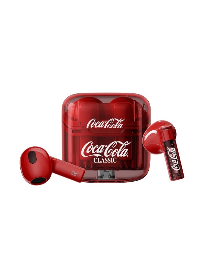 Coca-Cola T01 In-Ear Earphones Wireless Earbuds – Bluetooth 5.3, Touch Control, CD-level sound, 20H Battery Life, Magnetic Charging Case, Lightweight Design,Transparent appearance,RED - Image 1