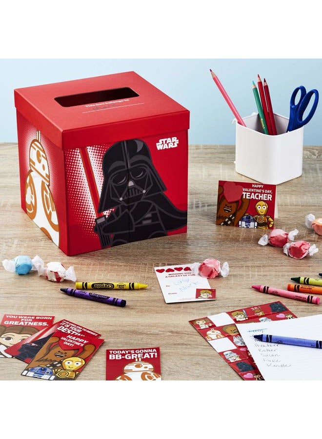 Hallmark Star Wars Valentines Day Cards and Mailbox for Kids School Classroom Exchange (1 Box, 32 Valentine Cards, 35 Stickers, 1 Teacher Card) - Image 2
