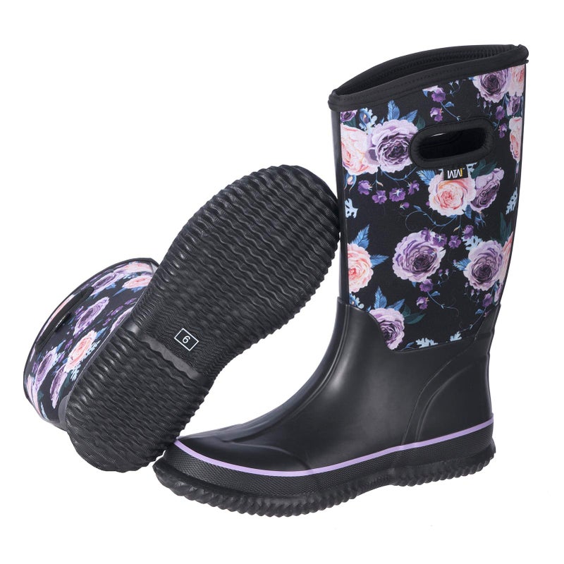 WTW Mid Calf Rain Boots for Women - Waterproof Insulated Neoprene Mud Boots Outdoor Hunting Garden Boots - Image 1