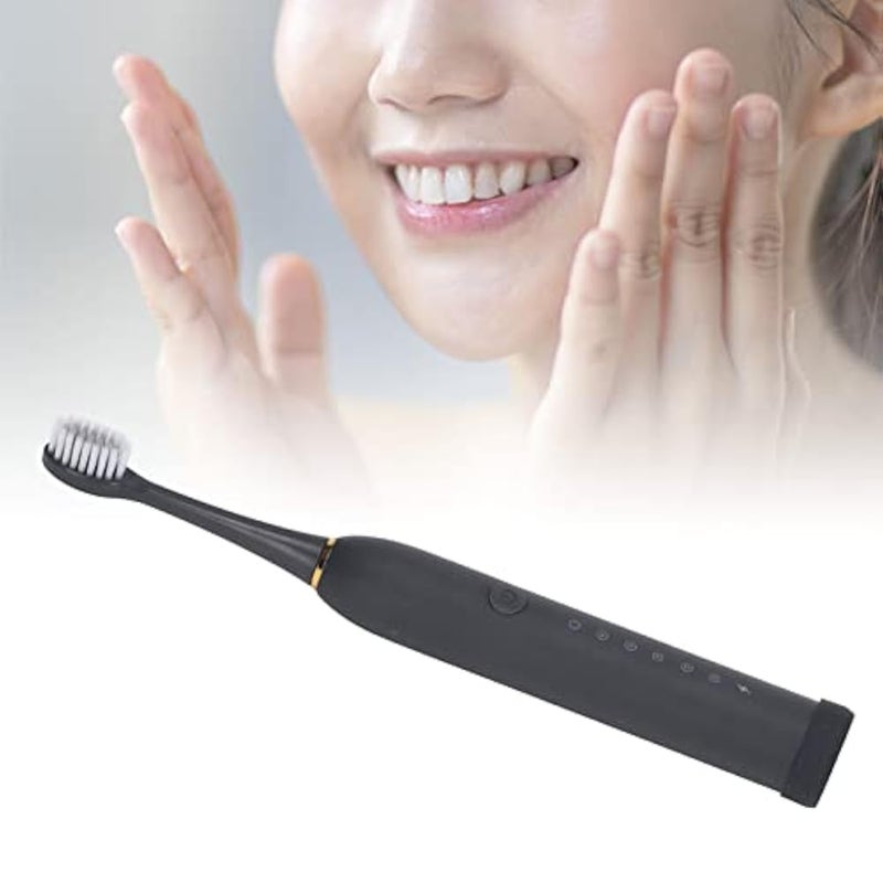 Electric Toothbrush Waterproof 6 Modes Rechargeable with 4 Heads Toothbrush Replacement for Deep Cleaning (Black) - Image 5