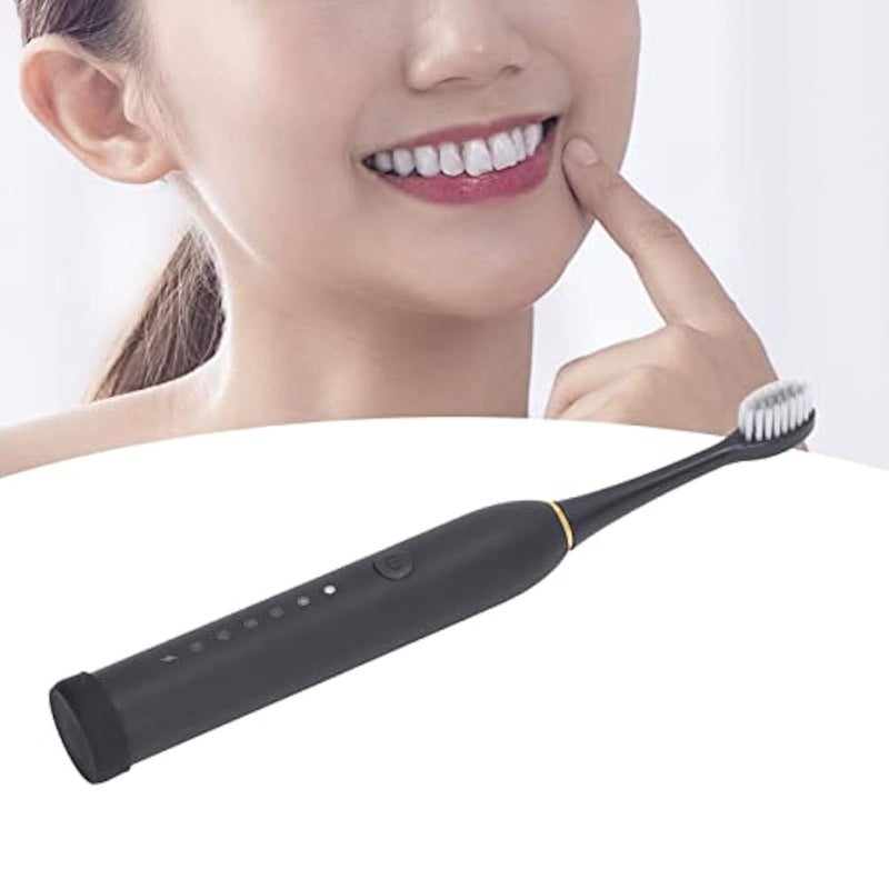Electric Toothbrush Waterproof 6 Modes Rechargeable with 4 Heads Toothbrush Replacement for Deep Cleaning (Black) - Image 3
