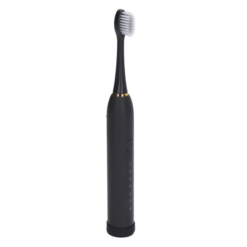 Electric Toothbrush Waterproof 6 Modes Rechargeable with 4 Heads Toothbrush Replacement for Deep Cleaning (Black) - Image 1