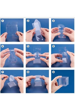 MARKQ Clear Favor Boxes 8x8x8 cm, 12 pcs PVC Transparent Box for Gifts Macaron Cupcake Candy Cookies Ornament Gifts Wedding Party Baby Shower (Gold Base)  - Image 5