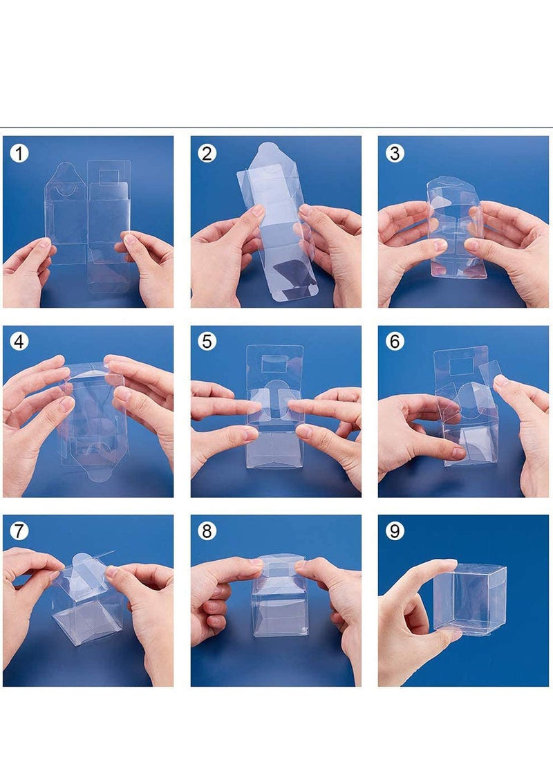 MARKQ Clear Favor Boxes 8x8x8 cm, 12 pcs PVC Transparent Box for Gifts Macaron Cupcake Candy Cookies Ornament Gifts Wedding Party Baby Shower (Gold Base)  - Image 5
