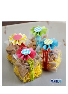 MARKQ Clear Favor Boxes 8x8x8 cm, 12 pcs PVC Transparent Box for Gifts Macaron Cupcake Candy Cookies Ornament Gifts Wedding Party Baby Shower (Gold Base)  - Image 4