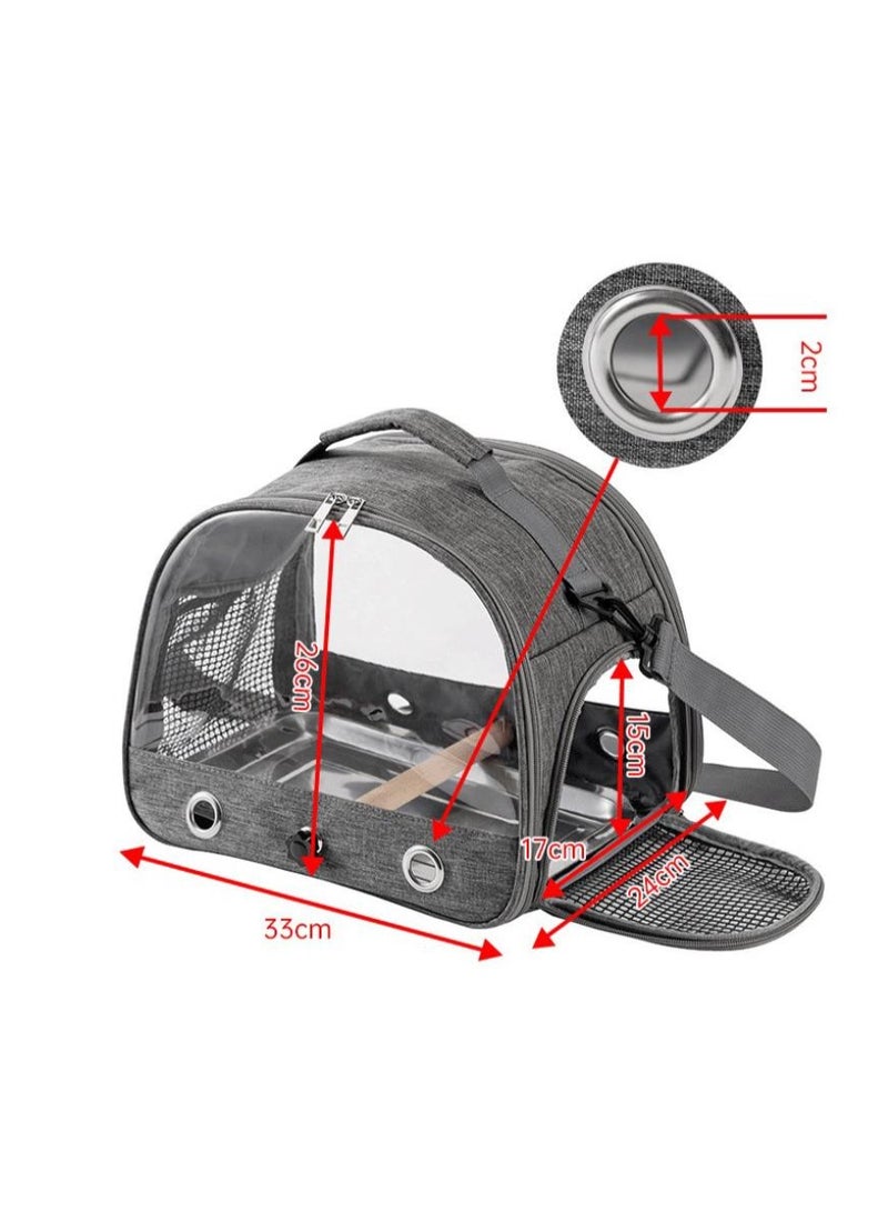 Bird Travel Carrier with Standing Perch and Tray,Breathable Collapsible Small Bird Carrier Travel Bag for Parrot Parakeet Small Animals for travel hiking Camping (Grey) - Image 3