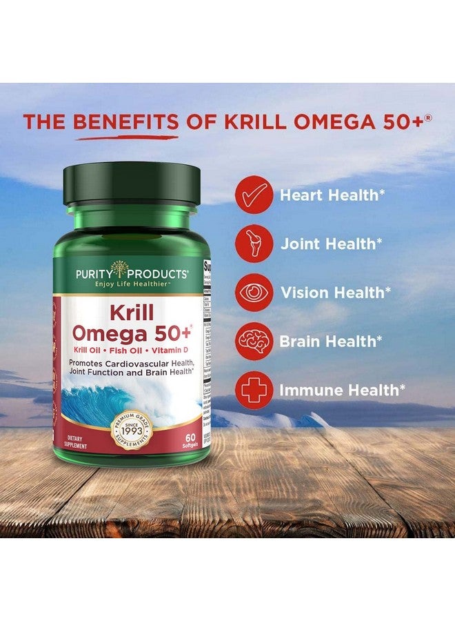 Purity Products Krill Omega 50 (Krill + Fish Oil Blend 1000mg + Astaxanthin 500mcg + Phospholipids 200mg + Vitamin D 500 IU) - 60 Mini Softgels - Image 3