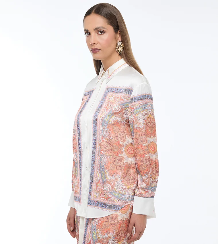 بي سي بي جي BCBG PLACEMENT PRINTED SATIN SHIRT