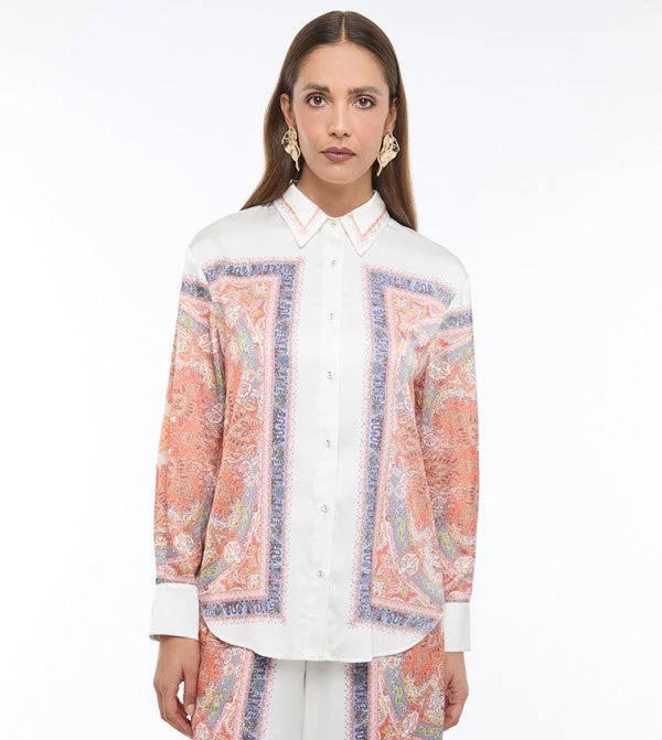BCBG BCBG PLACEMENT PRINTED SATIN SHIRT