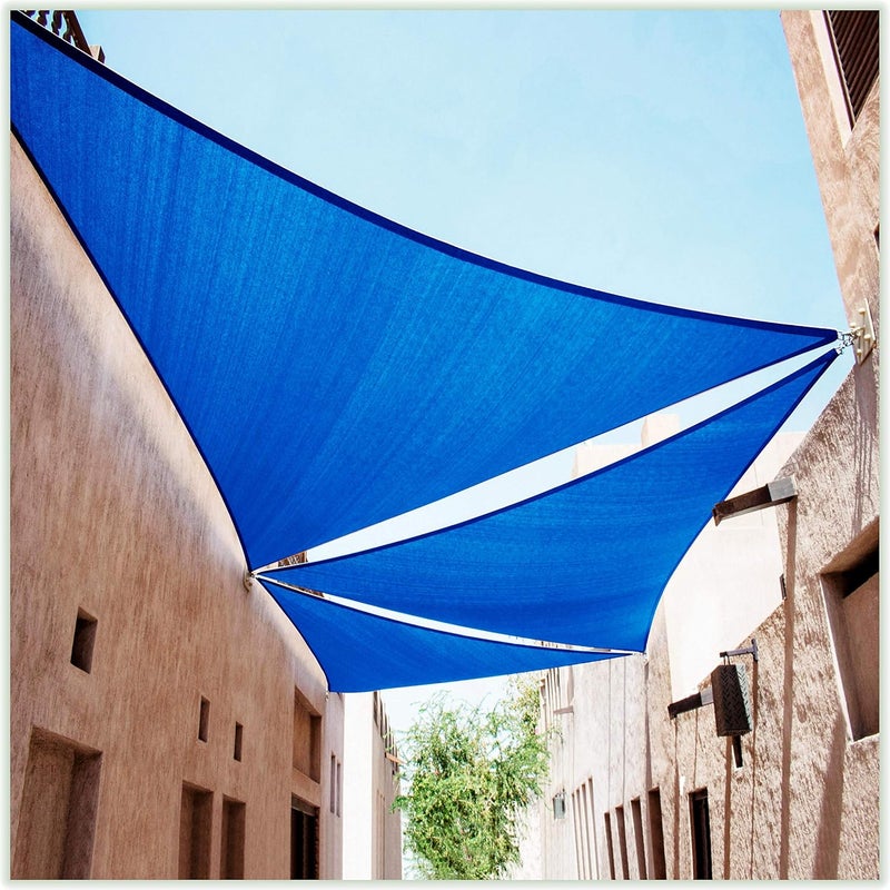 ColourTree كولور تري 12' × 12' × 12' شراع ظل مثلث أزرق - قماش مظلة حماية من الشمس - مقاوم للأشعة فوق البنفسجية - درجة تجارية ثقيلة - للفناء الخارجي والمرآب - (نصنع مقاسات مخصصة) - Image 1