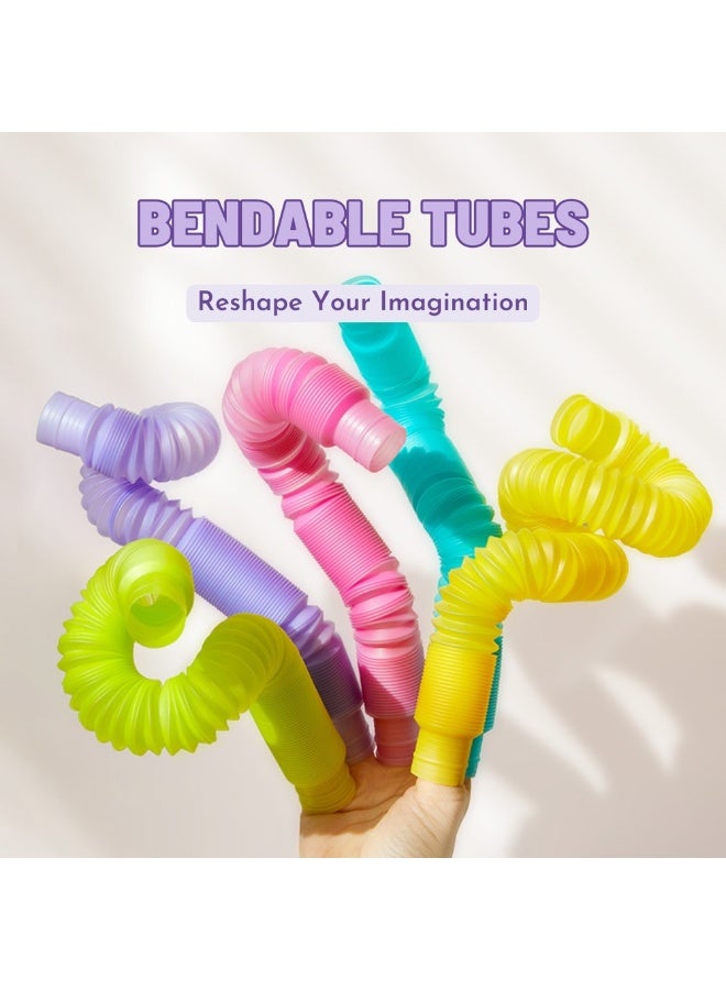 MiDeer مجموعة أنابيب ميدير المتلألئة للأطفال – 13 قطعة من أنابيب البوب القابلة للتمدد مع تأثيرات متلألئة، لعبة STEM إبداعية ملتوية، لعبة لتطوير المهارات الحركية الدقيقة للأطفال من عمر 3 سنوات فما فوق - Image 5