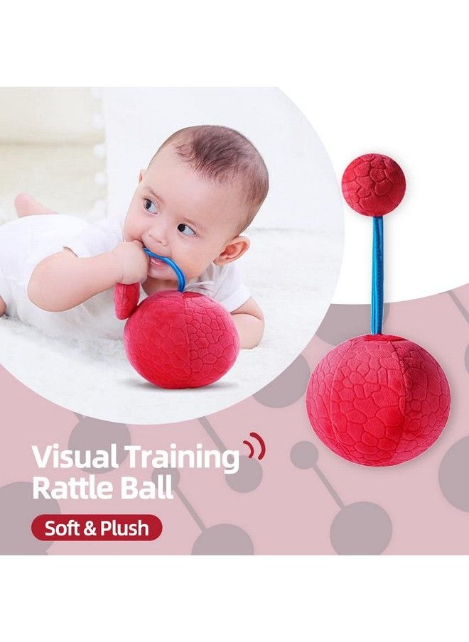 Jollybaby Visual Stimulation Baby Toys 0 3 6 Month High Contrast Sensory Development Toy Activity Soft Plush Clutch Ball With Jingle Rattle & Texture Eye Tracking Newborn Toddler 1 Year Gift (Red)  - Image 3