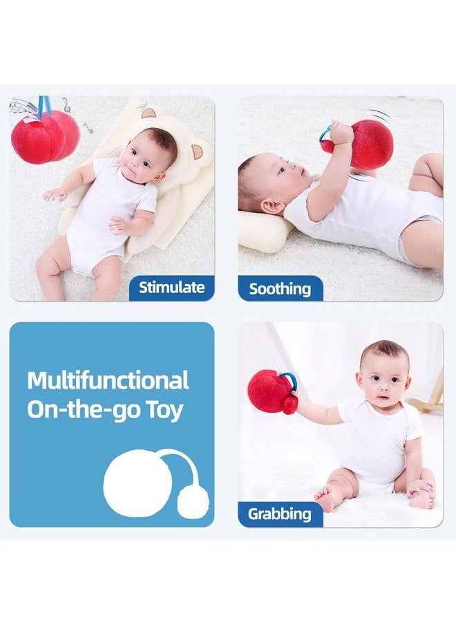 Jollybaby - Visual Stimulation Baby Toys 0 3 6 Month High Contrast Sensory Development Toy Activity Soft Plush Clutch Ball With Jingle Rattle & Texture Eye Tracking Newborn Toddler 1 Year Gift (Red) - Image 1