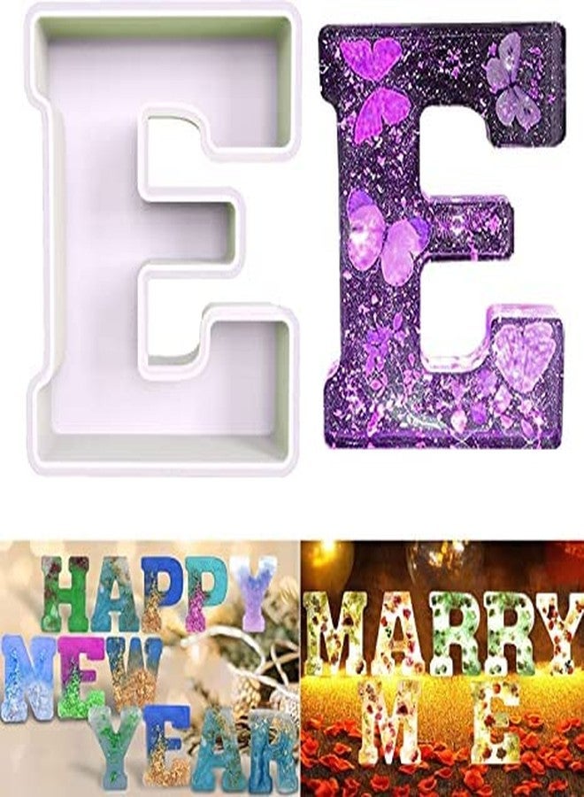 MATIN IMPEX 4 Inch Large Letter Molds for Resin, 3D E Capital Alphabet Epoxy Resin Mold, A to Z Thick Resin Letter Molds for Making Letters, Word Sign Art, DIY Crafts, Making Cake, Party Home Decor (WHITE-E) - Image 1