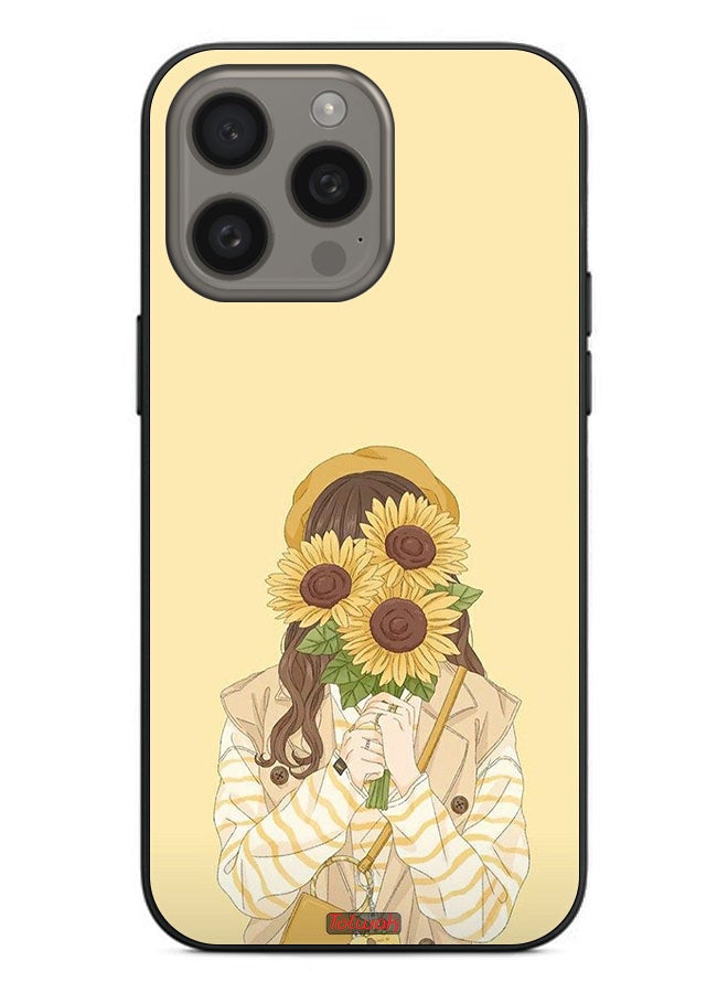 Tolwak Apple iPhone 15 Pro Protective Case Cover Hide Face With Sunflowers - Image 2