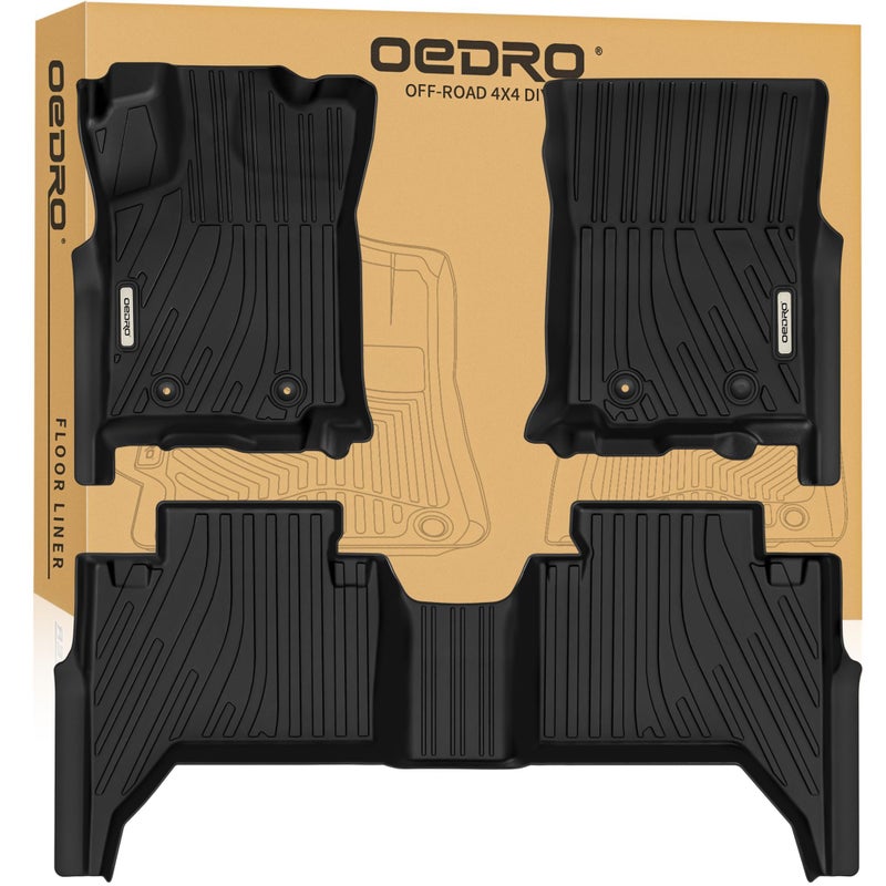 OEDRO Upgraded Floor Mats Fit for Toyota Tacoma 2016-2023 (Only for Double Cab & Automatic), All Weather TPE Tacoma Floor Liner Front and Rear 2 Row Mats,Black - Image 1