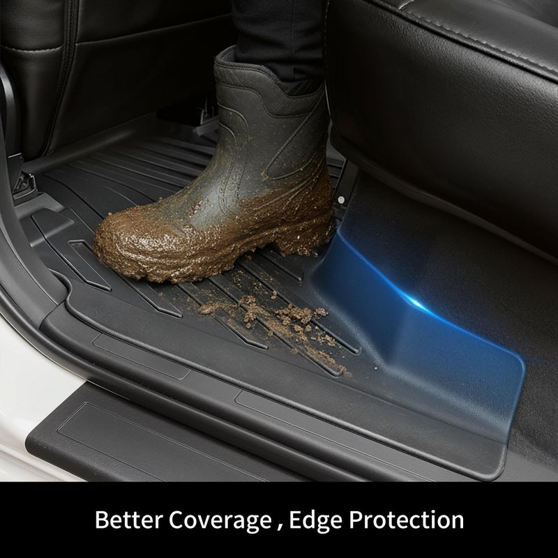OEDRO Upgraded Floor Mats Fit for Toyota Tacoma 2016-2023 (Only for Double Cab & Automatic), All Weather TPE Tacoma Floor Liner Front and Rear 2 Row Mats,Black - Image 4
