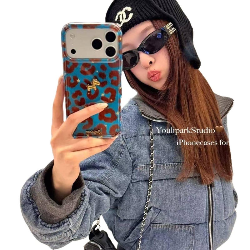 غطاء واقي بسيليكون لـ iPhone 15 / 15 Plus / 15 Pro / 15 Pro Max باللون Leopard Print مضاد للانزلاق من السيليكون مع نمرة وقبضة مضادة للانزلاق مع مقاوم للصدمات مع حماية من السقوط - Image 5