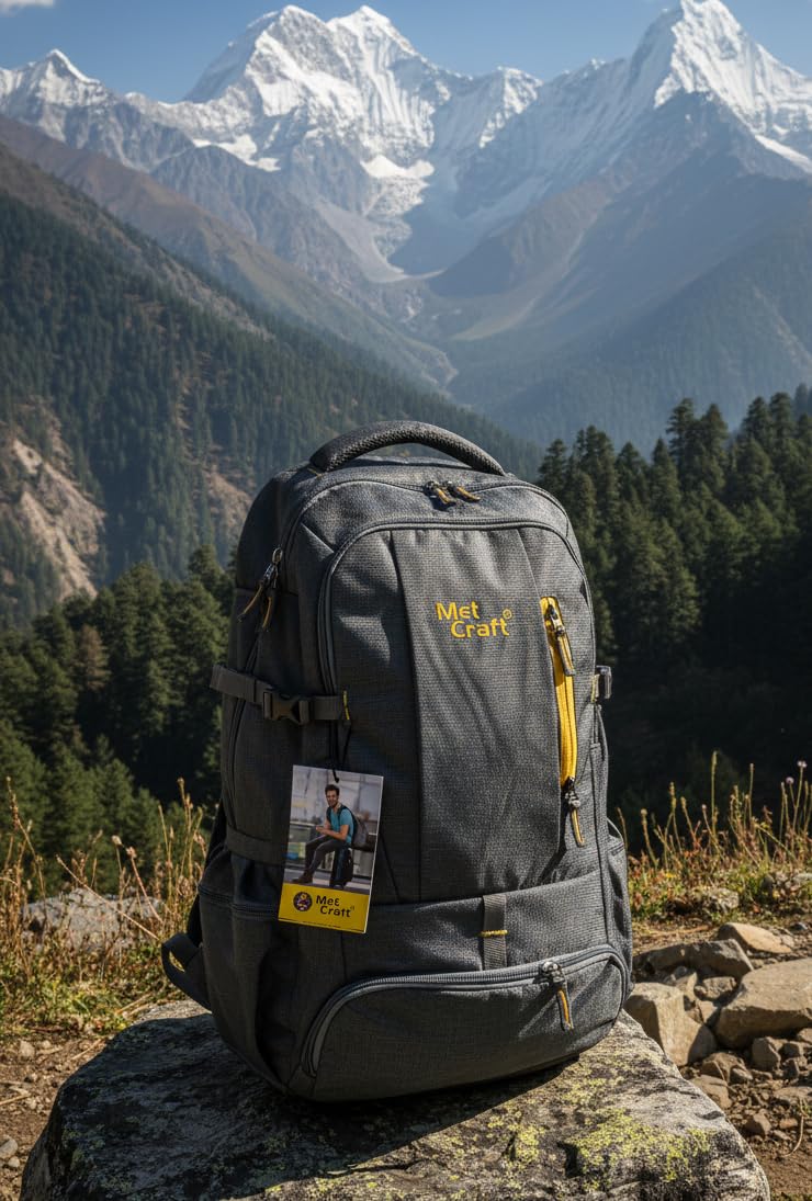 Met Craft Metcaft 45 Ltrs Grey Hike Rucksack Bags/Trekking Bags | Water Resistent Polyester | With Laptop Compartment | For Trekking, Hiking, Travel Backpack for Men & Women (MRUCHIKEGRY) (Large Size) (Grey) - Image 5