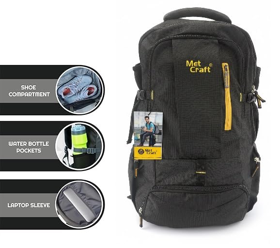 Met Craft Metcaft 45 Ltrs Grey Hike Rucksack Bags/Trekking Bags | Water Resistent Polyester | With Laptop Compartment | For Trekking, Hiking, Travel Backpack for Men & Women (MRUCHIKEGRY) (Large Size) (Grey) - Image 3