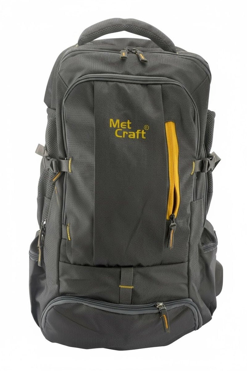 Met Craft Metcaft 45 Ltrs Grey Hike Rucksack Bags/Trekking Bags | Water Resistent Polyester | With Laptop Compartment | For Trekking, Hiking, Travel Backpack for Men & Women (MRUCHIKEGRY) (Large Size) (Grey) - Image 1