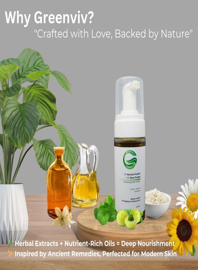 Greenviv Rice Protein Foaming Hair Wash for Volume & Thickness | with Keratin, Amla & Brahmi | Boosts Volume, Strengthens Roots & Improves Hair Density | Sulfate-Free | 125 ml - Image 4