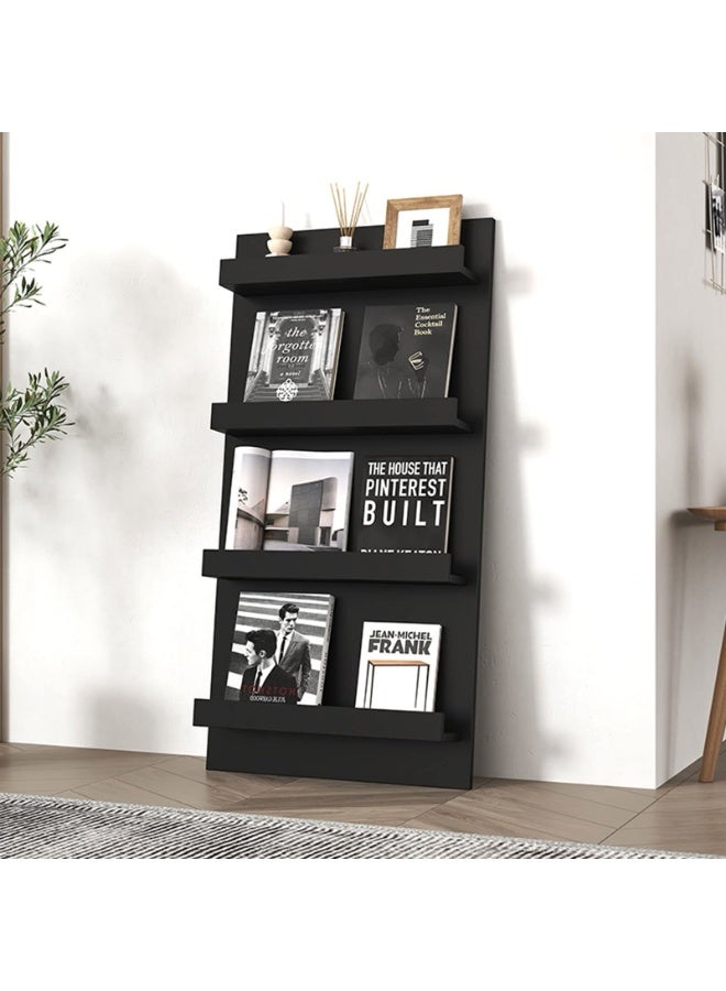 Magazine Rack Floor,Vertical Wooden Storage Stand for Organizers Book Newspaper File，Slot Multilayer Magazines Holder for Home Office(Black)  - Image 1