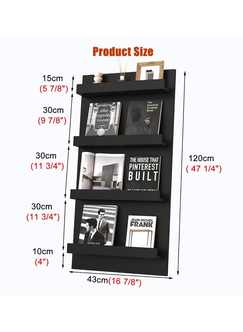 Magazine Rack Floor,Vertical Wooden Storage Stand for Organizers Book Newspaper File，Slot Multilayer Magazines Holder for Home Office(Black)  - Image 2