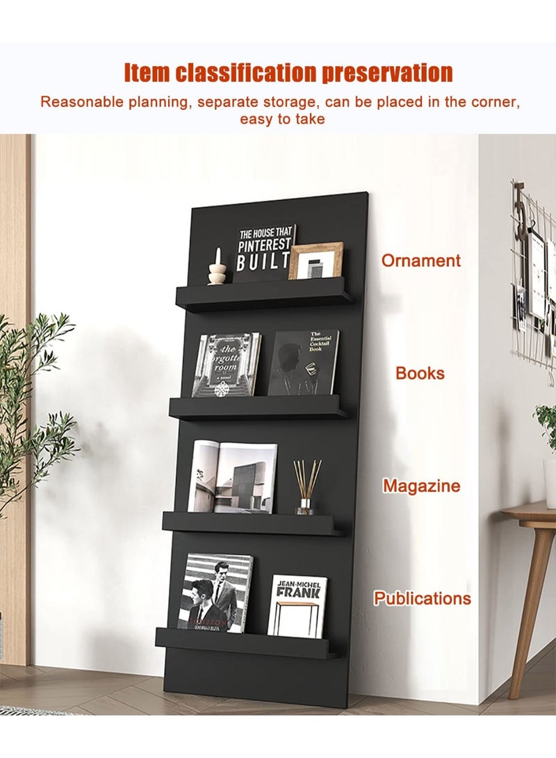 Magazine Rack Floor,Vertical Wooden Storage Stand for Organizers Book Newspaper File，Slot Multilayer Magazines Holder for Home Office(Black)  - Image 5
