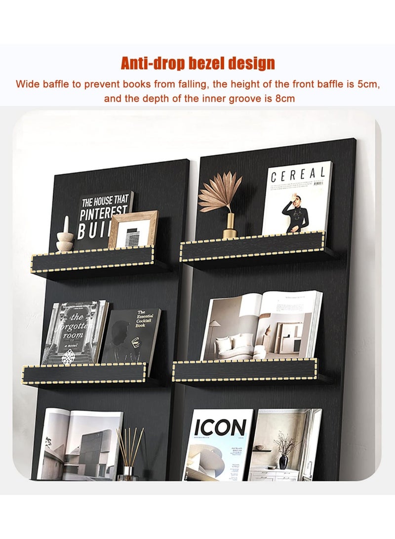 Magazine Rack Floor,Vertical Wooden Storage Stand for Organizers Book Newspaper File，Slot Multilayer Magazines Holder for Home Office(Black)  - Image 3