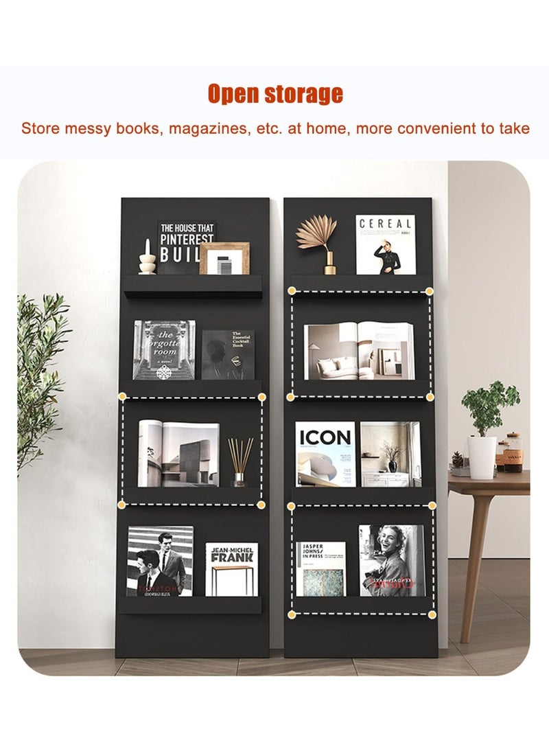 Magazine Rack Floor,Vertical Wooden Storage Stand for Organizers Book Newspaper File，Slot Multilayer Magazines Holder for Home Office(Black)  - Image 4