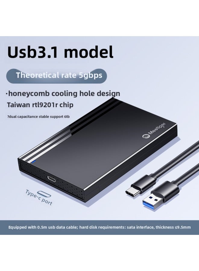 Mobile Hard Disk Box Typec External Usb3.02.5 Inch Sata Notebook Mechanical Solid State Ssd-Color:Ultimate Version 【usb3.1】 True 5gbps*five Professional Protection