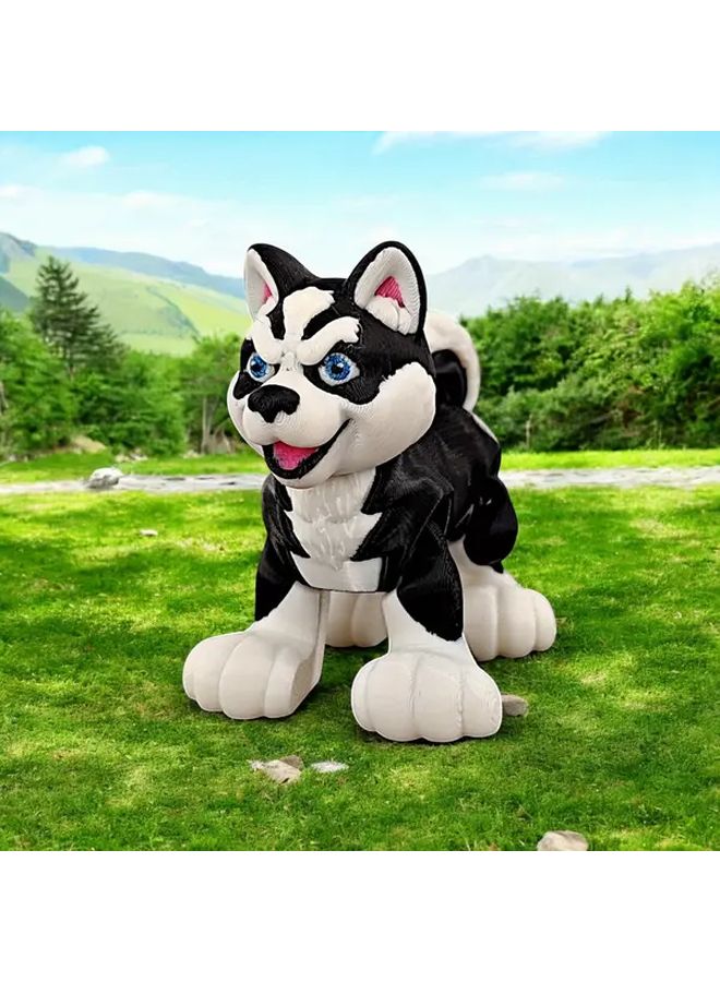 Black And White Husky Plush Toy With Blue Eyes Perfect Gift For Home Office Decor - Image 4