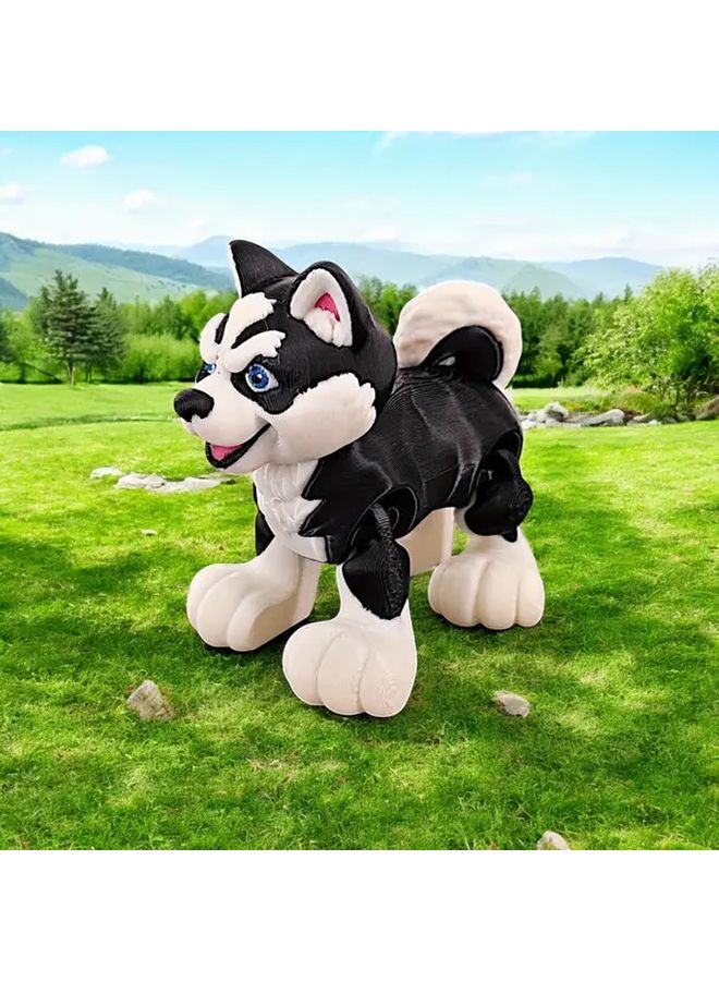 Black And White Husky Plush Toy With Blue Eyes Perfect Gift For Home Office Decor - Image 1