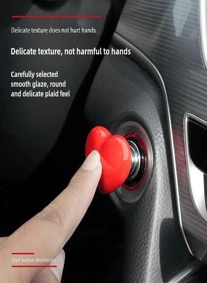 enttgo Car One-Touch Start Button with Push-to-Start Rocker Lever, Engine Start/Stop Joystick, and Full Metal Ball-bar Starter Cover for Decorative Accessories (Metal Heart - Pink) - Image 2