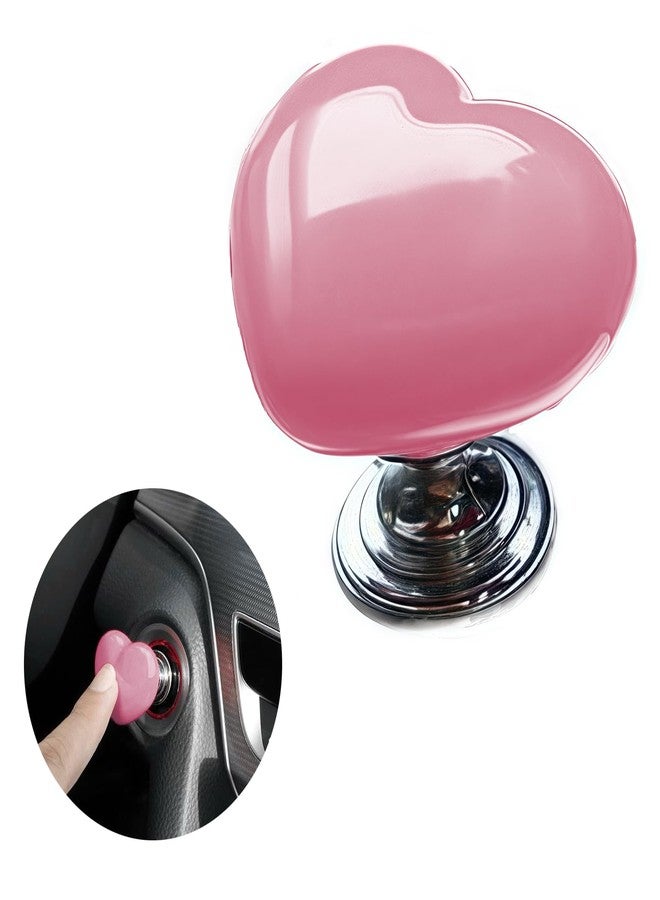 enttgo Car One-Touch Start Button with Push-to-Start Rocker Lever, Engine Start/Stop Joystick, and Full Metal Ball-bar Starter Cover for Decorative Accessories (Metal Heart - Pink) - Image 1