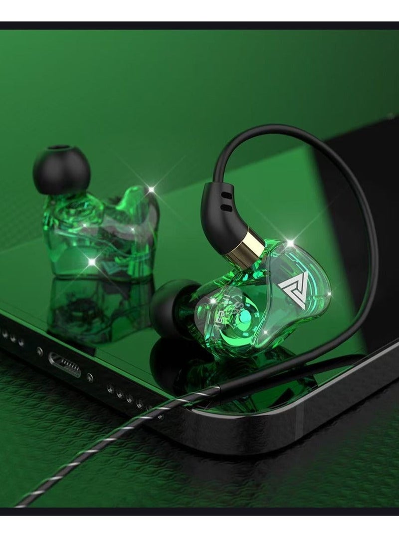 كيو كي زد سماعة QKZ SK7 داخل الأذن ستيريو مع ميكروفون، سماعة رأس سلكية HiFi بمقبس 3.5 ملم للموسيقى والألعاب والرياضة (أخضر) - Image 2
